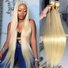 Load image into Gallery viewer, Blonde hair straight bundles
