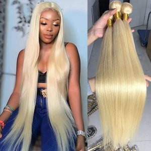 Blonde hair straight bundles
