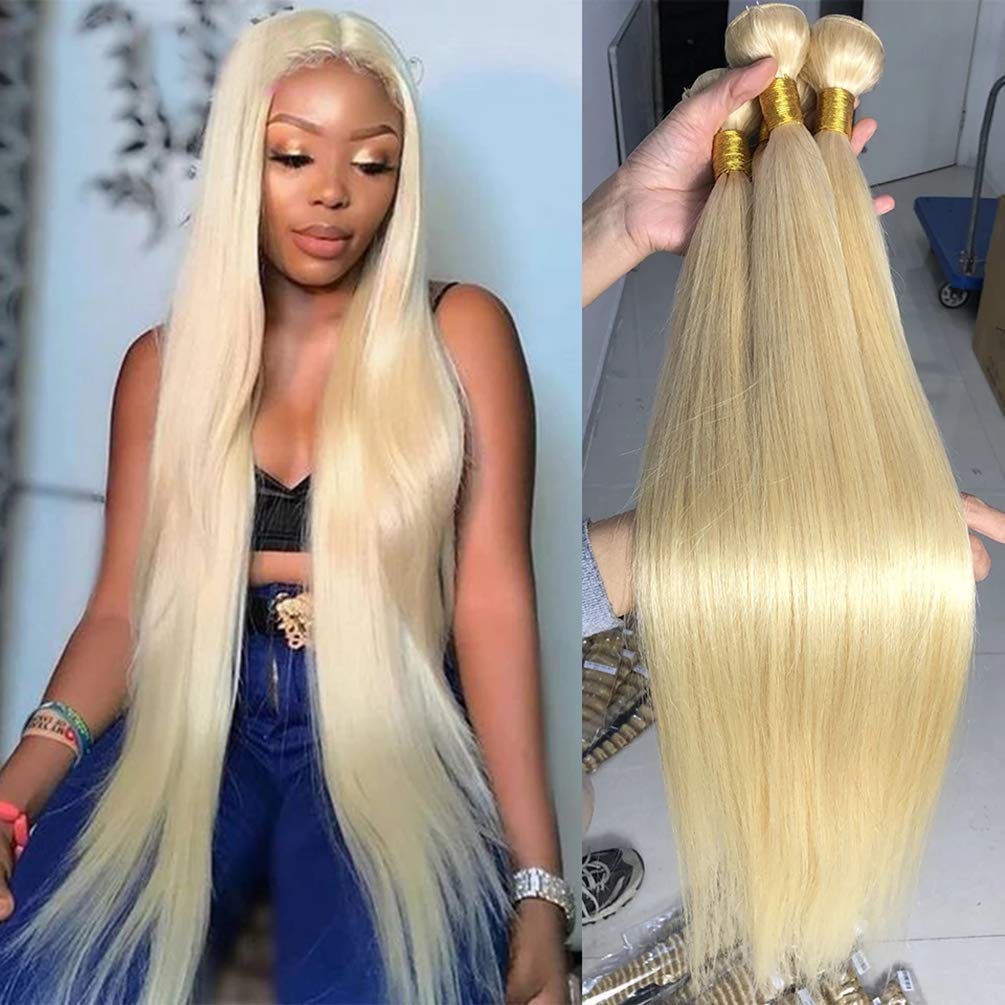 Blonde hair straight bundles